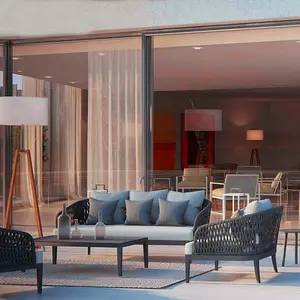 Luxury Metal Aluminum Frame Sectional Sofa Patio Outdoor Garden Furniture Sofa Set