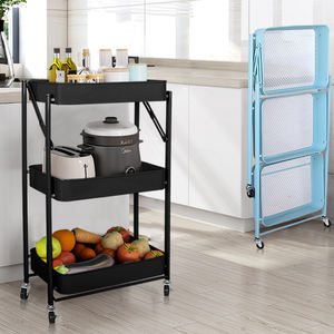 Estante de Almacenamiento Multifuncional para Cocina y Baño, Plegable, de Metal, de Tres Niveles - Product Image 1