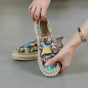 Boho Style Handmade Espadrilles <strong>Shoes</strong> Women Floral Embroidery Soft Insole Espadrilles Slip on Women <strong>Shoes</strong> - Product Image 2