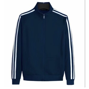 เสื้อแจ็คเก็ตแทร็คสีกรมท่าสำหรับผู้ชาย ทรงปกติ สีพื้น สไตล์สปอร์ต คอตั้ง ซิปยาวเต็มตัว - Product Image 1