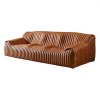 Nouveau design, canapé-lit 3 places en cuir véritable marron vintage capitonné, meubles de salon d'appartement, style européen