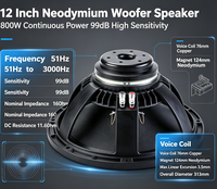 Subwoofer Tembaga Grosir 12 Inch Driver Frekuensi Rendah 16 Ohm Aksesoris Speaker Subwoofer