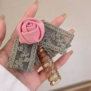 Mode doux dentelle fleur élastique téléphone <span class=keywords><strong>fil</strong></span> <span class=keywords><strong>cheveux</strong></span> cravates mignon téléphone ligne élastique <span class=keywords><strong>cheveux</strong></span> corde - Product Image 6