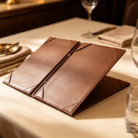 Porte-menu en cuir de qualité supérieure en gros, couverture de liste de vins, dossier personnalisé avec logo pour hôtel, café, restaurant, porte-menu en cuir avec élastique