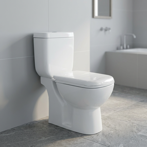 WC moderne en céramique, forme carrée, deux pièces, avec couvercle de siège inclus - Product Image 2