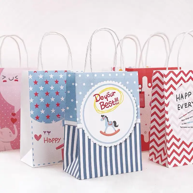 Low cost factory custom logo full colors printing gift craft paper bag