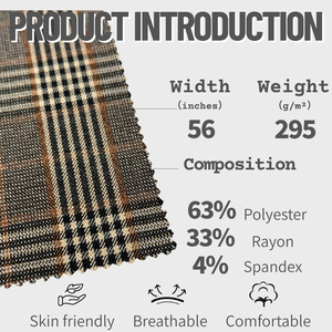 295gsm Polyester Rayon Spandex kẻ sọc dệt vải sợi nhuộm pha trộn kiểm tra căng vải thời trang cho AW phù hợp với áo khoác may mặc - Product Image 2