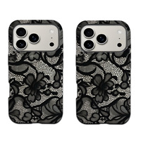 Coque de téléphone antichoc à motif floral en dentelle tendance pour iPhone 12 13 14 15 16 17 Pro Max XR XS Max 15Pro, coque arrière rigide en PC