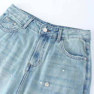 Dear-Lover offre le service <span class=keywords><strong>DDP</strong></span> par Air Casual Women Sail Blue Center Seam Deep Wash Straight High Waist Denim <span class=keywords><strong>Jeans</strong></span> - Product Image 3