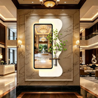 Vente directe usine : Peinture murale LED hydroponique de plantes vertes, miroir mural 3D stéréoscopique en grès, art décoratif pour la maison