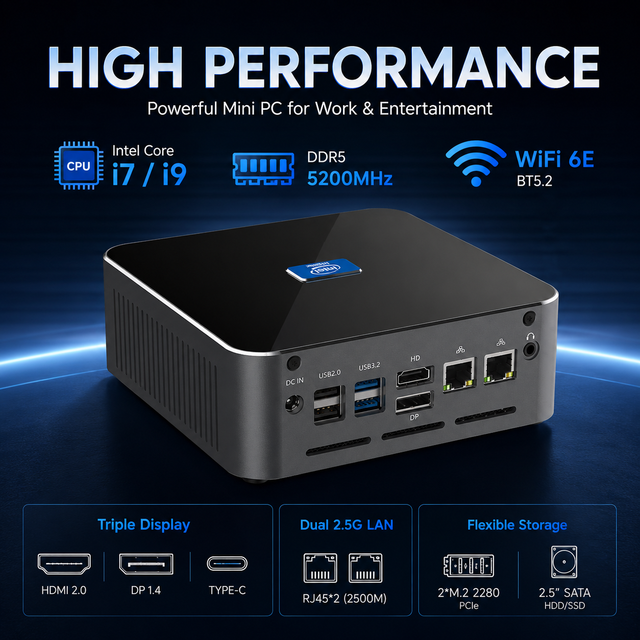 12th Gen Intel Core Mini Gaming Desktop Computer I7 I9 12800H 12900H 10 Core Portable Win11 Mini Computer