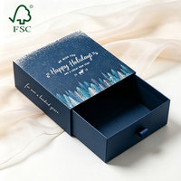 Boîte cadeau de Noël recyclable avec tiroir coulissant en carton rigide pour bougies, emballage de vacances en carton rigide avec plateau coulissant