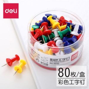 Clavijas de colores Deli, 80 unidades, clavijas metálicas en forma de H para uso en oficina - Product Image 4