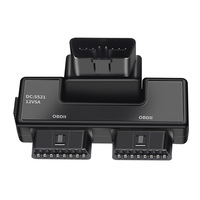 Câble adaptateur LANLIN OBD2 Splitter 16 broches 16 cœurs mâle vers 2 femelles avec port DC5521 universel pour diagnostic OBDII de voitures, camions et véhicules électriques