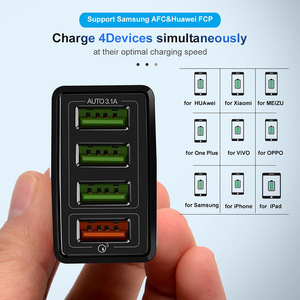 เครื่องชาร์จโทรศัพท์มือถือ 4USB แบบชาร์จเร็ว คุณสมบัติ 3.1A 48W QC3.0+2A หัวชาร์จแบบหลายพอร์ต - Product Image 6