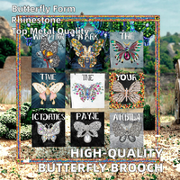 Luxe diamant rétro papillon broche broches strass femmes mariage enfants en alliage de Zinc diamant cristal plaqué métal broche