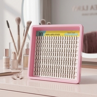 Faux cils bruns à base pointue, bande complète, pour application DIY, recourbés, 10 12 14 16 18 mm, 200 grappes