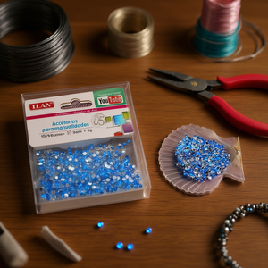 Accessori in diamante Ilan, perline in resina luminosa blu da 3 mm per la creazione di gioielli artigianali, confezione da 5 g - Product Image 3