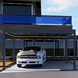 Auvent en aluminium résistant à la rouille <span class=keywords><strong>toit</strong></span> fixe imperméable extérieur jardin Pergola parking abri voiture avec cabanon - Product Image 2