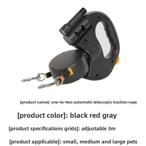 Di lusso regolabile doppio doppio guinzaglio per cani sostenibile in Nylon retrattile per due cani con luce solida - Product Image 4