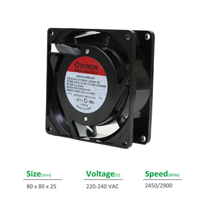 Sunon 2082HBL.GN SF23080AT 80x80x25มม. 0.07A 220-240VAC 14/13.5W 2450/2900รอบต่อนาที18/22CFM บอลตู้ไฟฟ้าอินเวอร์เตอร์แกน - Product Image 2