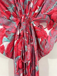 Drawstring Waist Floral Print Kaftan <b>Dress</b> for Women <b>Boho</b> Style <b>Long</b> <b>Dress</b> Relaxed Fit Gathered Casual Wear Outfit - Product Image 2
