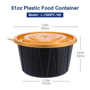 OTOR 51oz 1500ml Contenedores de almacenamiento de alimentos de plástico Tazón de sopa Contenedores de preparación de comidas con tapas - Product Image 2