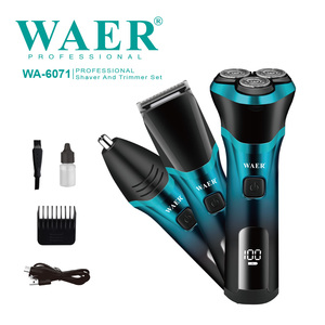 WAER Rasoir rotatif, tondeuse à cheveux, batterie au lithium rechargeable par USB, rasoir <span class=keywords><strong>électrique</strong></span> à trois lames pour la coupe du visage, des cheveux et du corps - Product Image 2