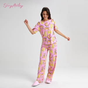 <span class=keywords><strong>Pigiama</strong></span> da donna con motivo <span class=keywords><strong>leopardato</strong></span> personalizzato a manica corta con motivo <span class=keywords><strong>leopardato</strong></span> da donna - Product Image 5