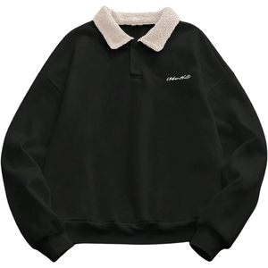 Sweat-shirt à col brodé personnalisé pour homme, manches longues, tricoté, style streetwear - Product Image 2