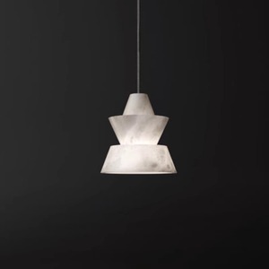 Luminaire suspendu en marbre espagnol design, blanc, LED, long cordon, pour salon, salle à manger, chambre - Product Image 1