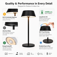 Lampe de table LED sans fil de luxe moderne corps en aluminium lampe de bureau décorative rechargeable pour restaurant alimentée par batterie