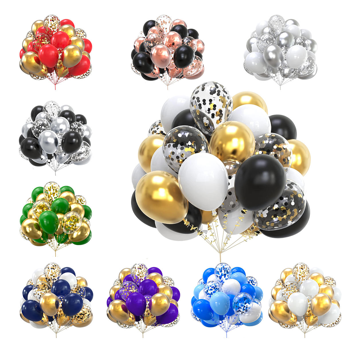 Wholesale 12inch 50 Piece Metal Sparkling Balloon Set, Birthday Party Ceremony Decoration, Colorful Balloon Set