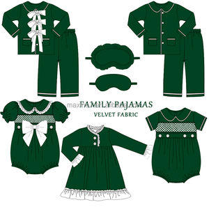 Vêtements de nuit personnalisés avec logo brodé PJs assortis à col claudine 2T-10Y Ensemble de pyjama de Noël pour garçons en famille pour les vacances - Product Image 1