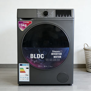 Prêt à expédier <span class=keywords><strong>Lave</strong></span>-<span class=keywords><strong>linge</strong></span> sécheuse automatique à chargement frontal électrique 15 kg à cuve unique en acier inoxydable 2 en 1 Économe en énergie - Product Image 5