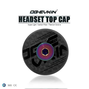 OG-EVKIN HC-001 탄소 섬유 헤드셋 탑 캡 커버 티타늄 볼트 M6 x 35mm 1-1/8 "자전거 용 슈퍼 라이트 자전거 액세서리