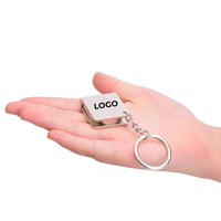 Porte-clés en métal carré avec ruban à mesurer et logo personnalisé pour les cadeaux promotionnels de la construction et l'usage quotidien
