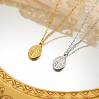 Collier vintage en acier inoxydable représentant la Vierge Marie pour femmes, accessoire de chaîne à maillons catholique chrétien, idée cadeau