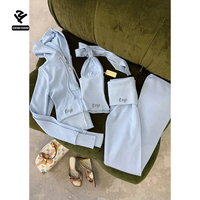 Ensemble deux pièces ajusté F5650 pour femme : Crop Top et survêtement de détente, ensemble de haute qualité avec veste à capuche zippée et pantalon