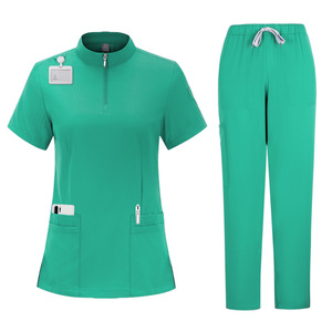 Women Scrub Set Moisture Wicking Knitted Split Uniform Hospital Workwear Size S XXL - Product Image 3