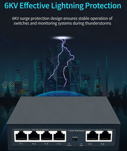 Switch PoE industriel AI 4 ports 10/100M PoE + 2 ports 100M Ethernet Uplink avec capacité 1,2G et prise en charge VLAN - Product Image 4