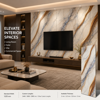 Panneau mural en PVC brillant MORLENX, motif abstrait blanc, bleu, bronze, or, effet marbre UV, pour l'intérieur des hôtels de luxe