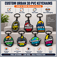 Porte-clés 3D en PVC souple personnalisés pour un style de vie urbain, avec texte motivant et quincaillerie noire, fabrication OEM ODM