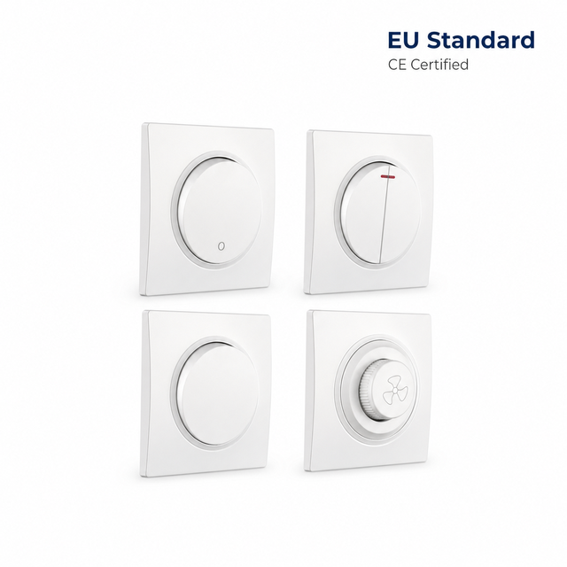 Luxury EU Wall Switch Socket 0.6mm Thick Brass High Conductivity 10A 250V CE Certified Electrical Device for Hotel Projects