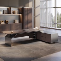 Scrivania di Lusso Elegante per Manager, in Legno di Alta Qualità, Ecologica, Durevole, con Trattamento Superficiale Moderno, per Lavoro Quotidiano, Garanzia 3 Anni