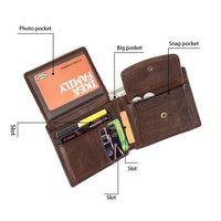 Dompet Koin Pria Kulit Asli Anti Maling Model Vintage, Tempat Kartu, Kapasitas Besar, Desain Silang, Merk Kustom