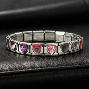 Wholesale Trendy Italian <b>Charm</b> <b>Bracelets</b> Heavy Metal Guitar Module Rock-Style Cool DIY Stainless Steel Unisex Jewelry Gift - Product Image 2