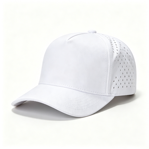 Gorra de Béisbol de 5 Paneles Perforada con Corte Láser, Secado Rápido, Transpirable, Visera Curva, Deportiva, para Correr, Blanca, Ligera, Unisex - Product Image 4