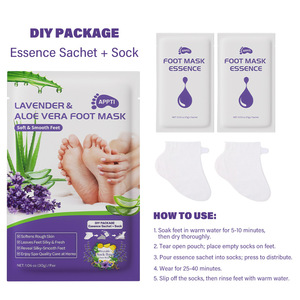 <span class=keywords><strong>Masque</strong></span> pour les pieds <span class=keywords><strong>DIY</strong></span> à la lavande et à l'aloe vera, marque privée, exfoliant, hydratant, adoucissant pour les talons rugueux et secs, soin des pieds, OEM ODM - Product Image 4