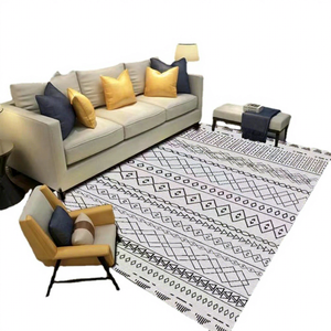 Tapis complet EiffelHome en velours cristal polyester, motif géométrique marocain nordique, style simple, lavable, pour salon - Product Image 1
